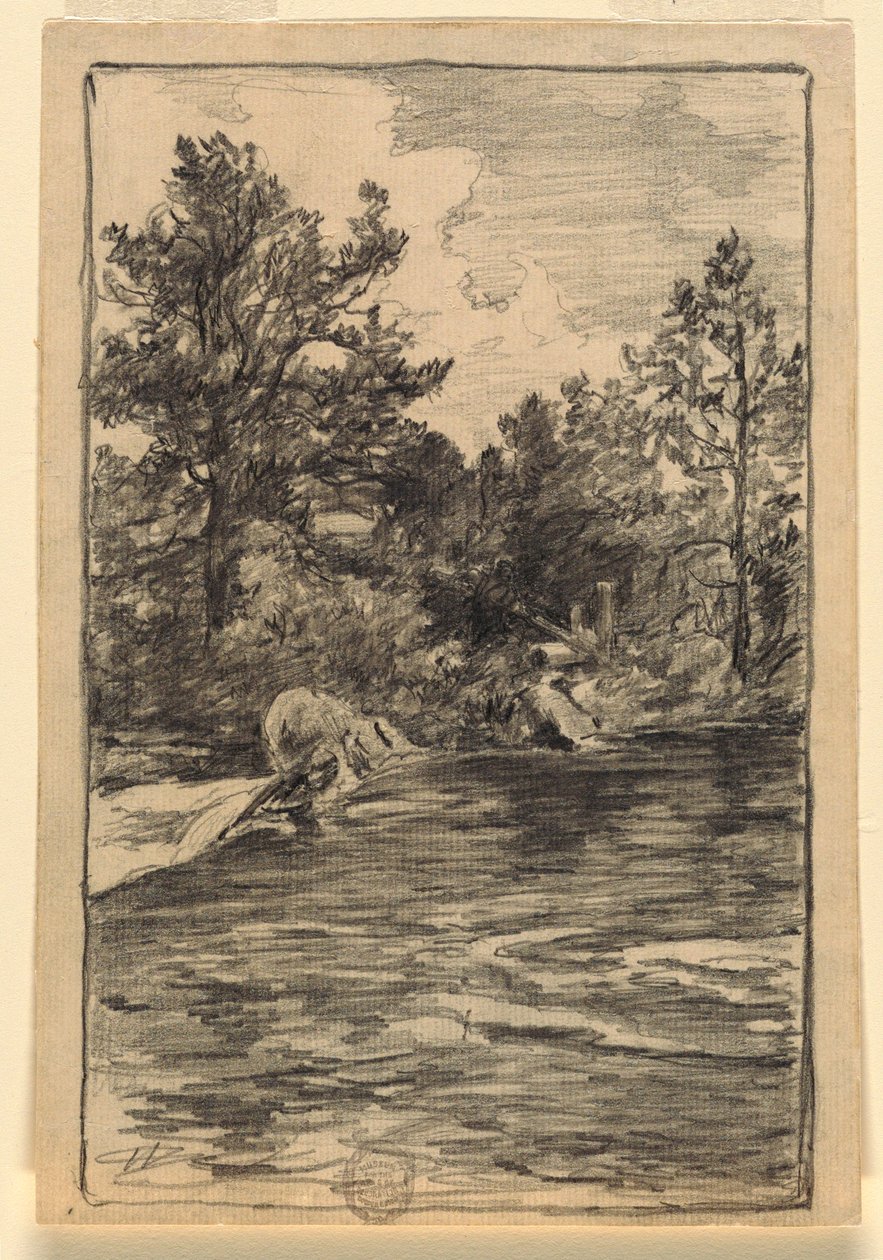Dessin, rivière et arbres, 1880-90 - Walter Shirlaw