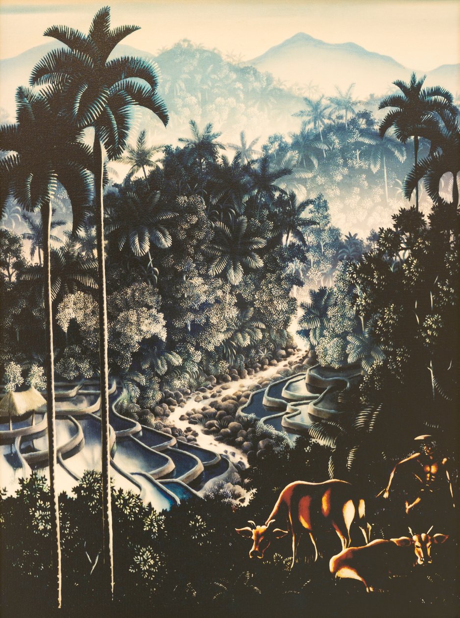 Paysage fluvial avec berger et vaches (Flusslandschaft mit Hirten und Kuehen) - Walter Spies