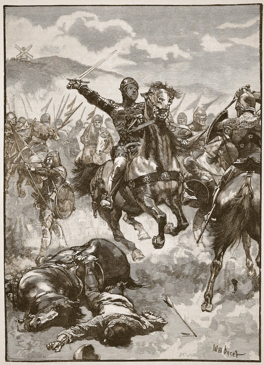 Le Prince Noir à la bataille de Crécy, illustration de 