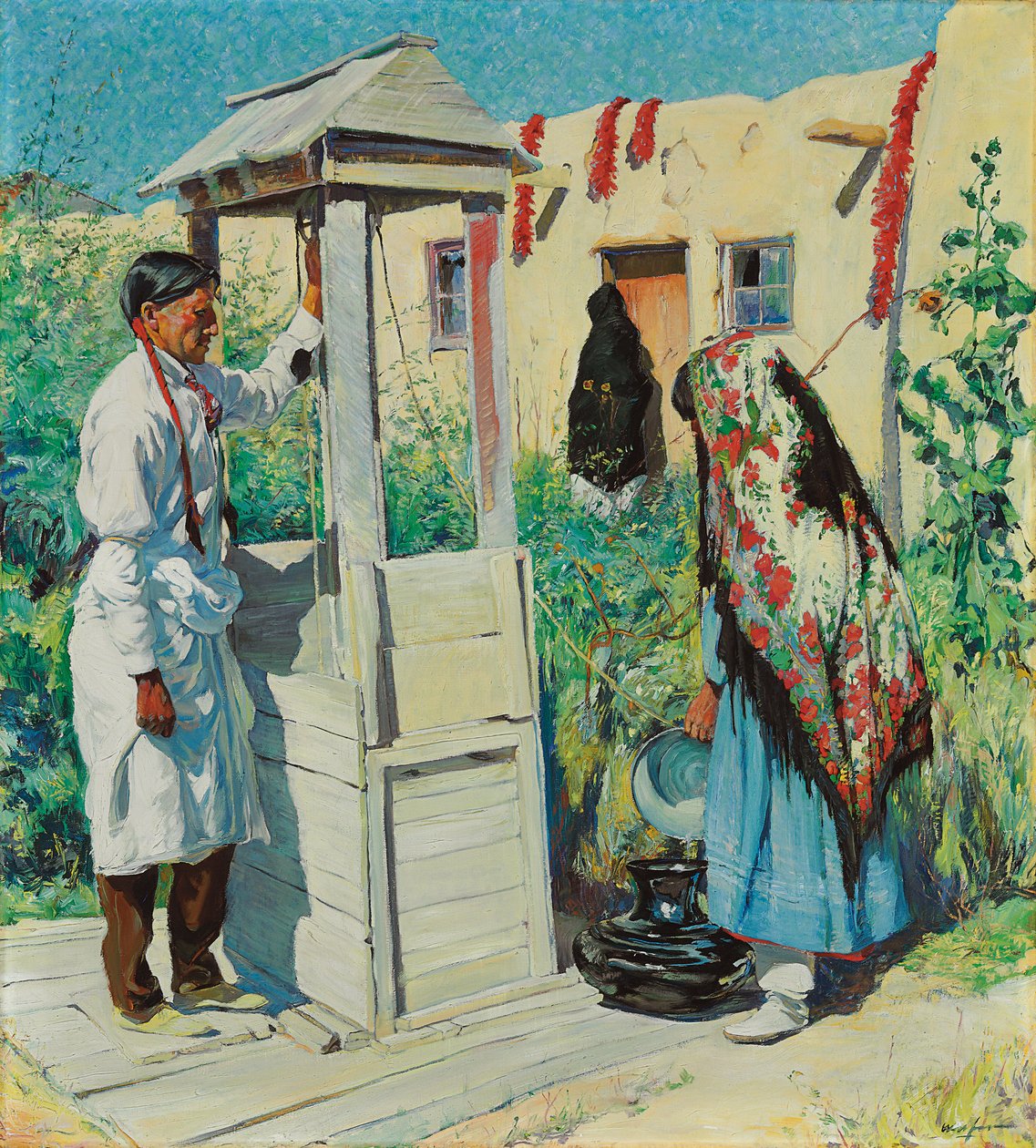 Scène de puits Pueblo - Walter Ufer
