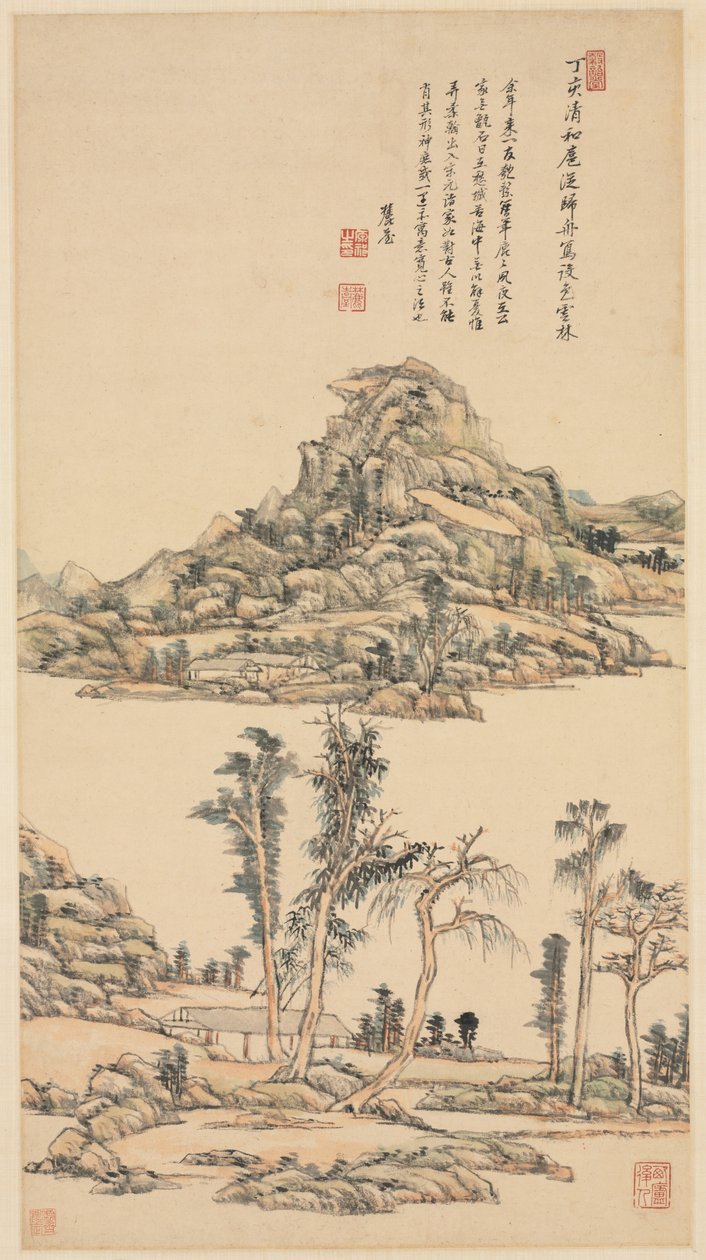 Paysage dans le style coloré de Ni Zan, 1707 - Wang Yuanqi