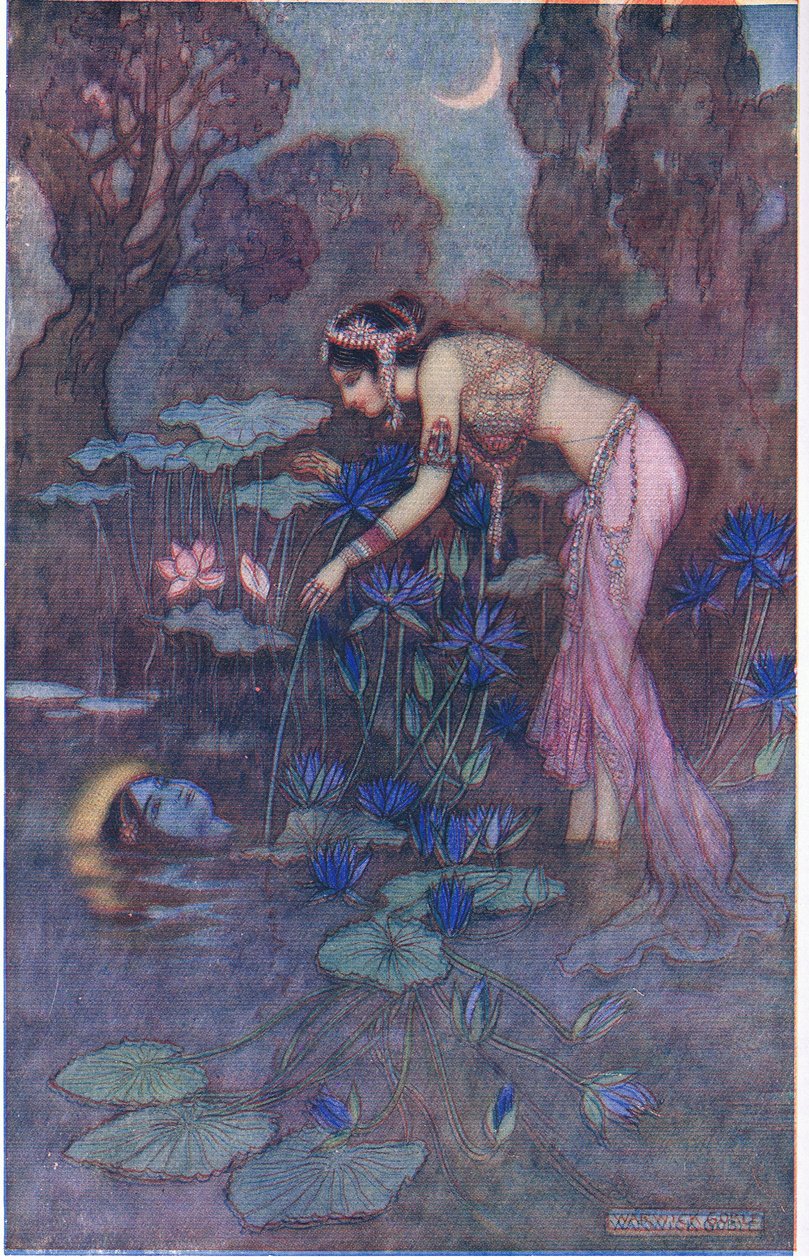 Sita trouve Rama parmi les fleurs de lotus - Warwick Goble