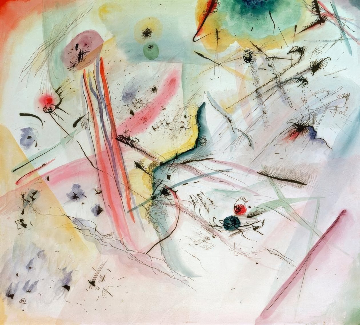 Composition à bandes rouges et bleues - Wassily Kandinsky
