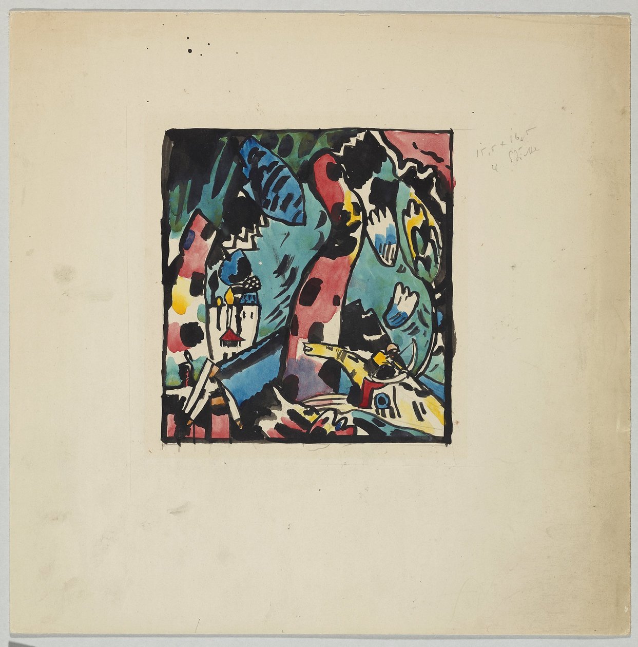 Esquisse pour la gravure sur bois en couleur 