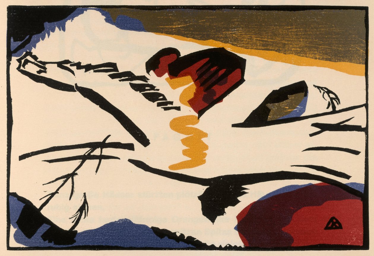 Holzschnitt zu dem Gemälde "Lyrisches" (Blatt 9 aus: "Klänge") - Wassily Kandinsky