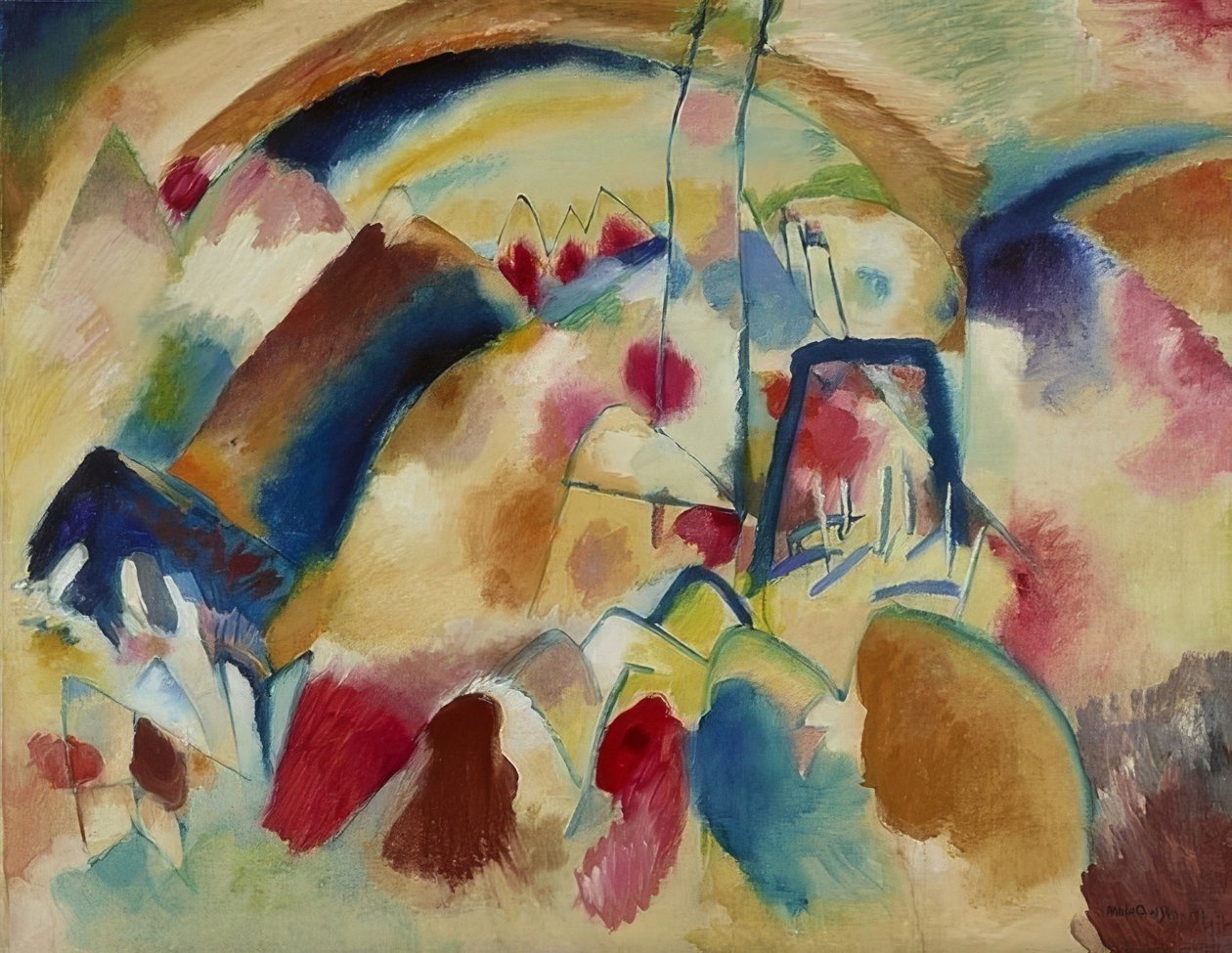 Paysage avec église (Paysage avec taches rouges I) - Wassily Kandinsky