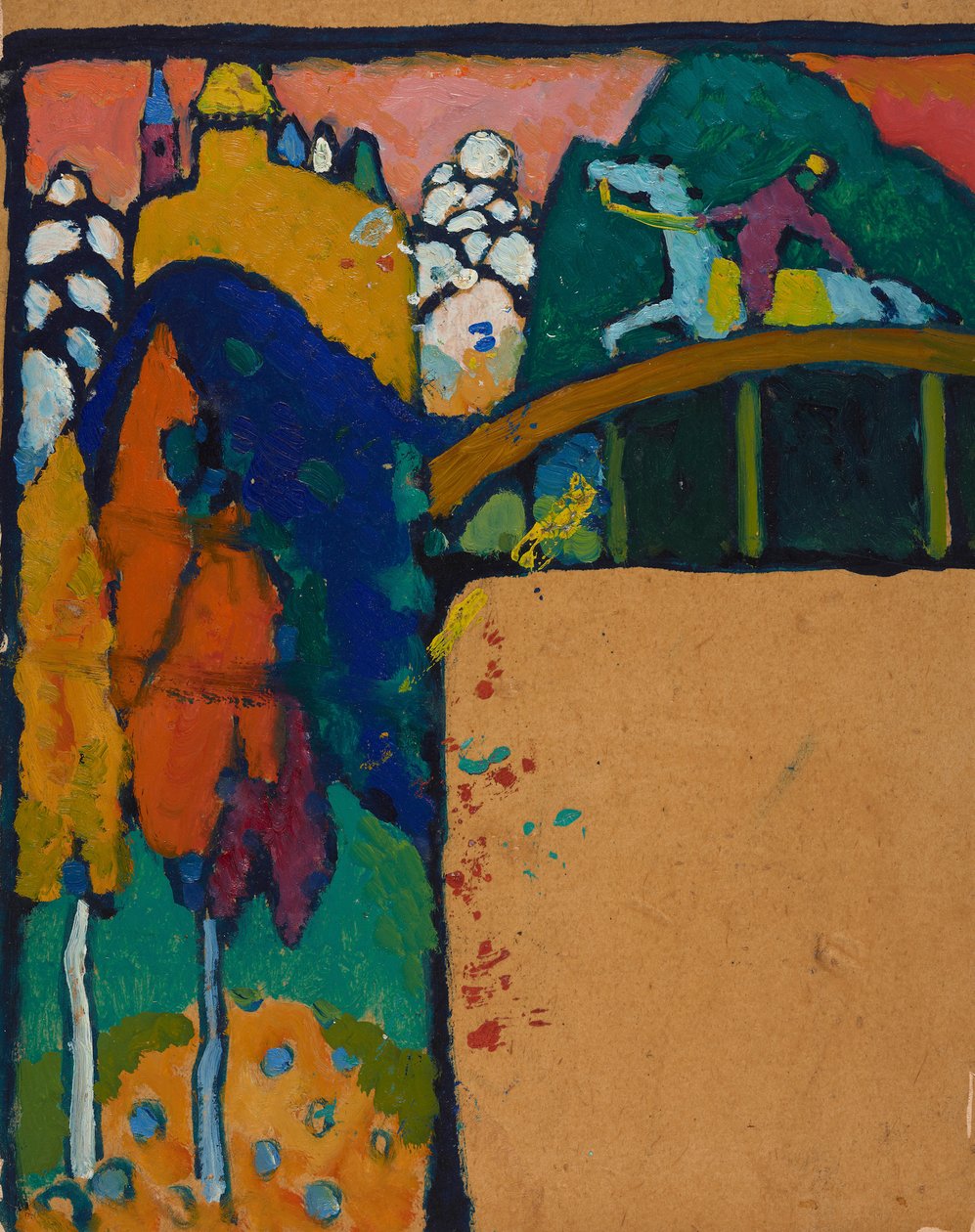 Paysage avec un cavalier sur un pont - Wassily Kandinsky