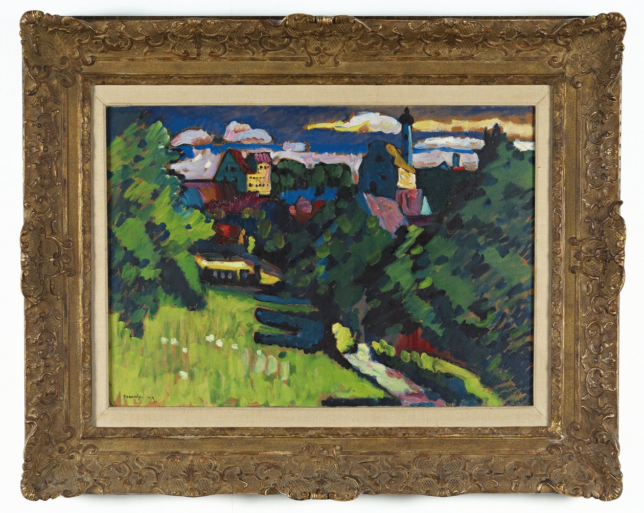 Murnau - vue avec château, église et chemin de fer - Wassily Kandinsky