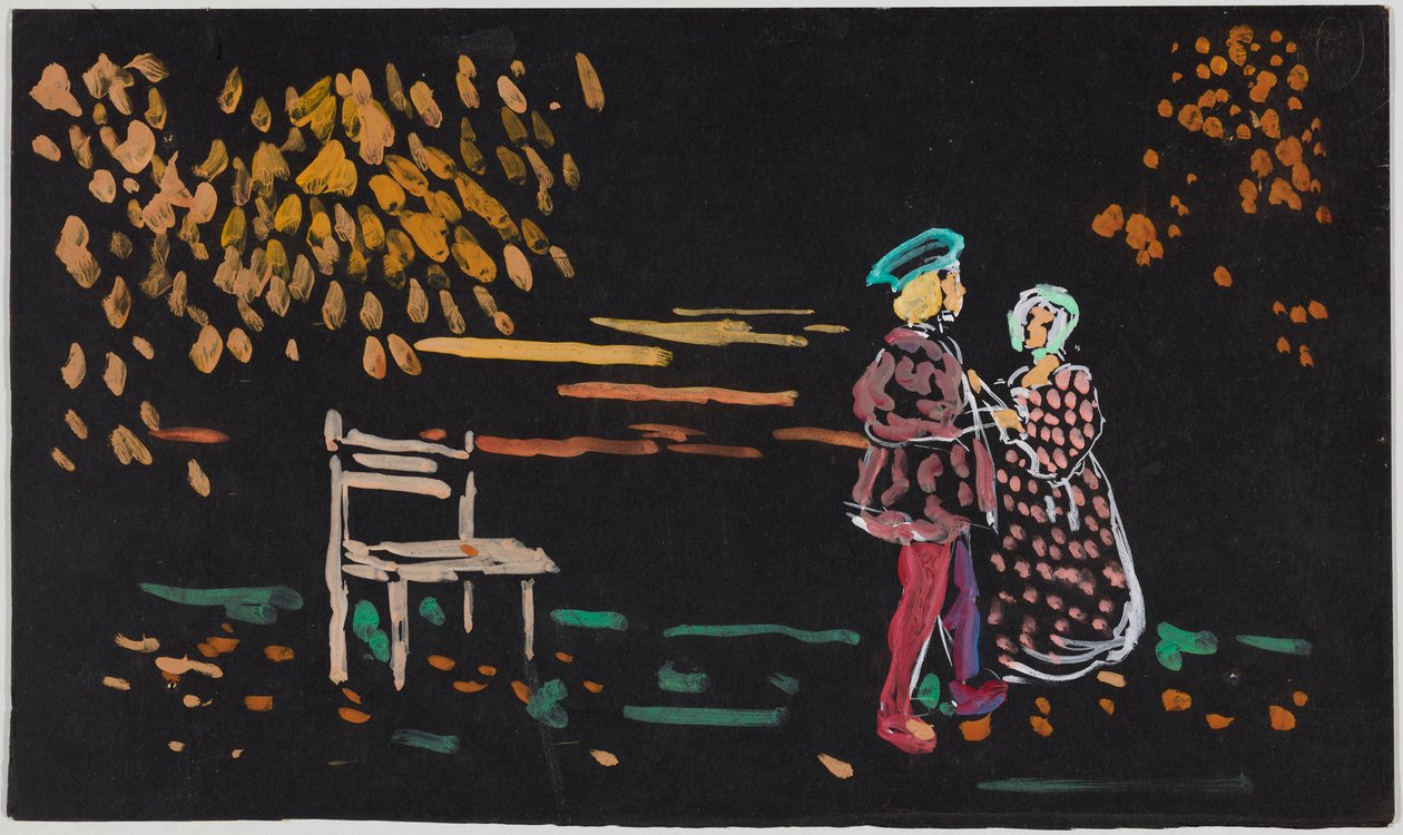 Un couple sous des arbres aux couleurs d
