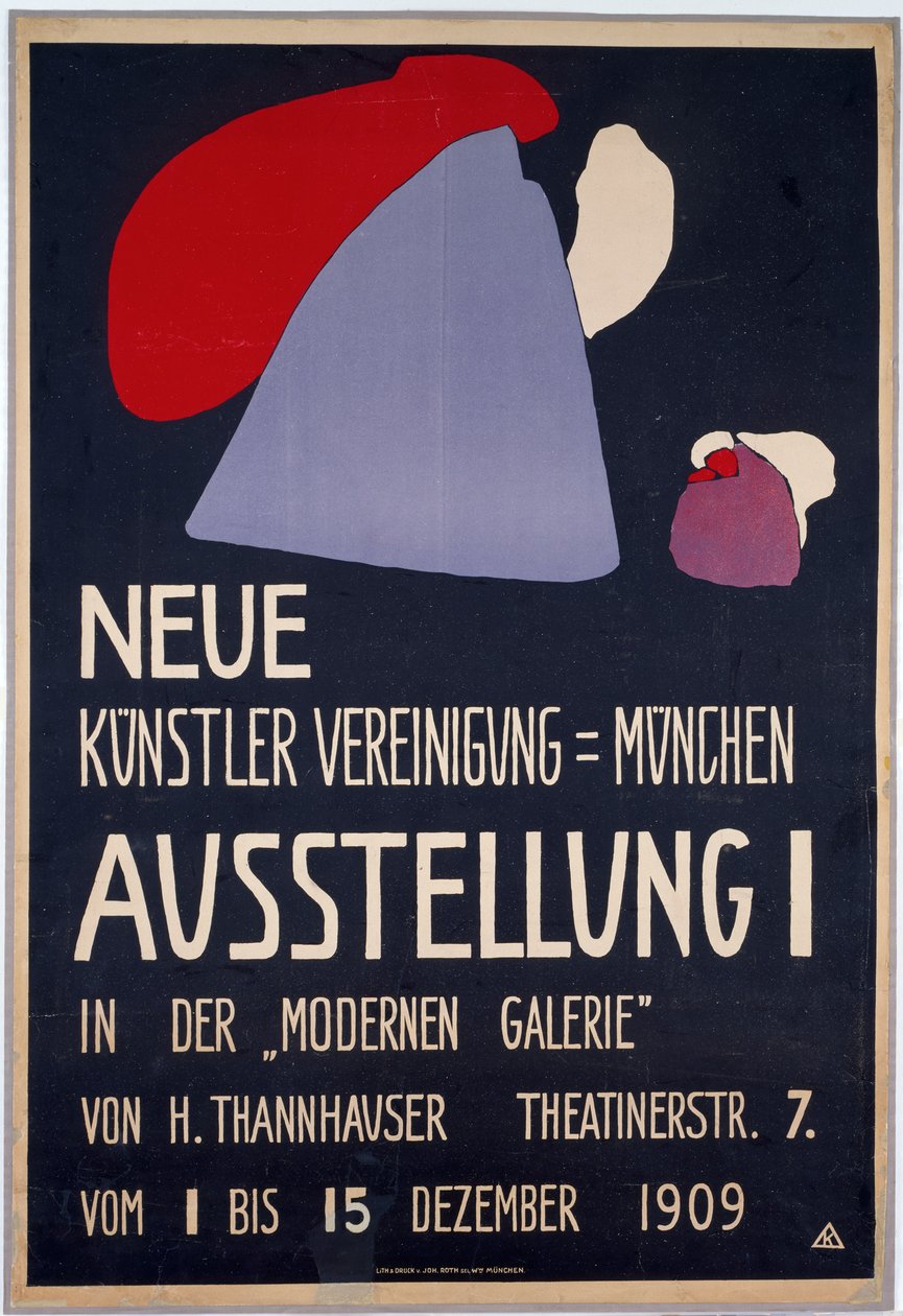 Plakat für die erste Ausstellung der Neuen Künstlervereinigung München - Wassily Kandinsky