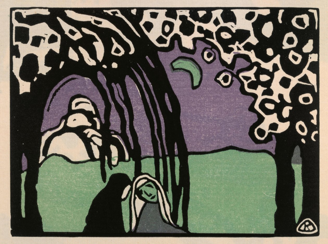 Deux femmes dans un paysage lunaire (feuille n° 12 de : « Klänge ») - Wassily Kandinsky