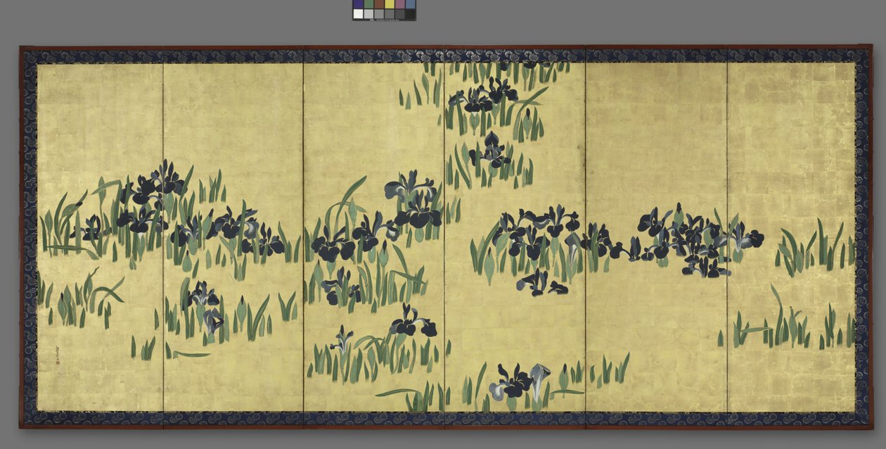 Iris, une paire de paravents à six volets, 1700s - Watanabe Shiko
