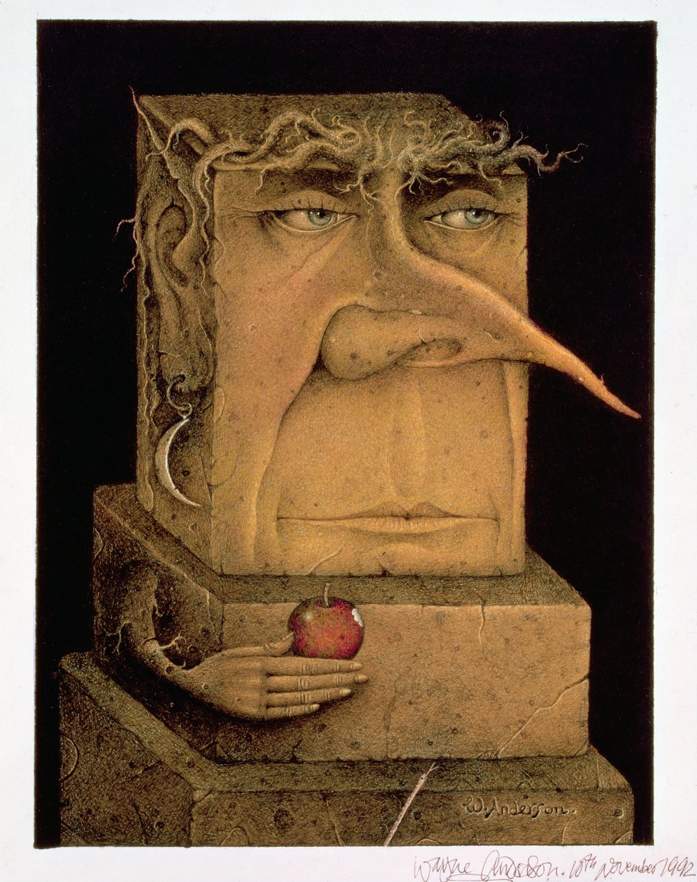Adam (crayon et crayon de couleur sur papier) (paire de 155035) - Wayne Anderson