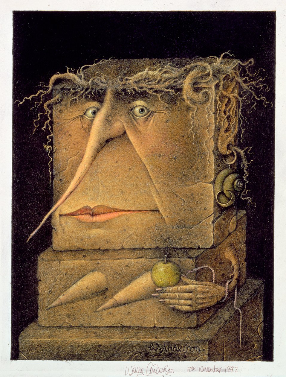 Eve (crayon et crayon de couleur sur papier) (paire de 155035) - Wayne Anderson