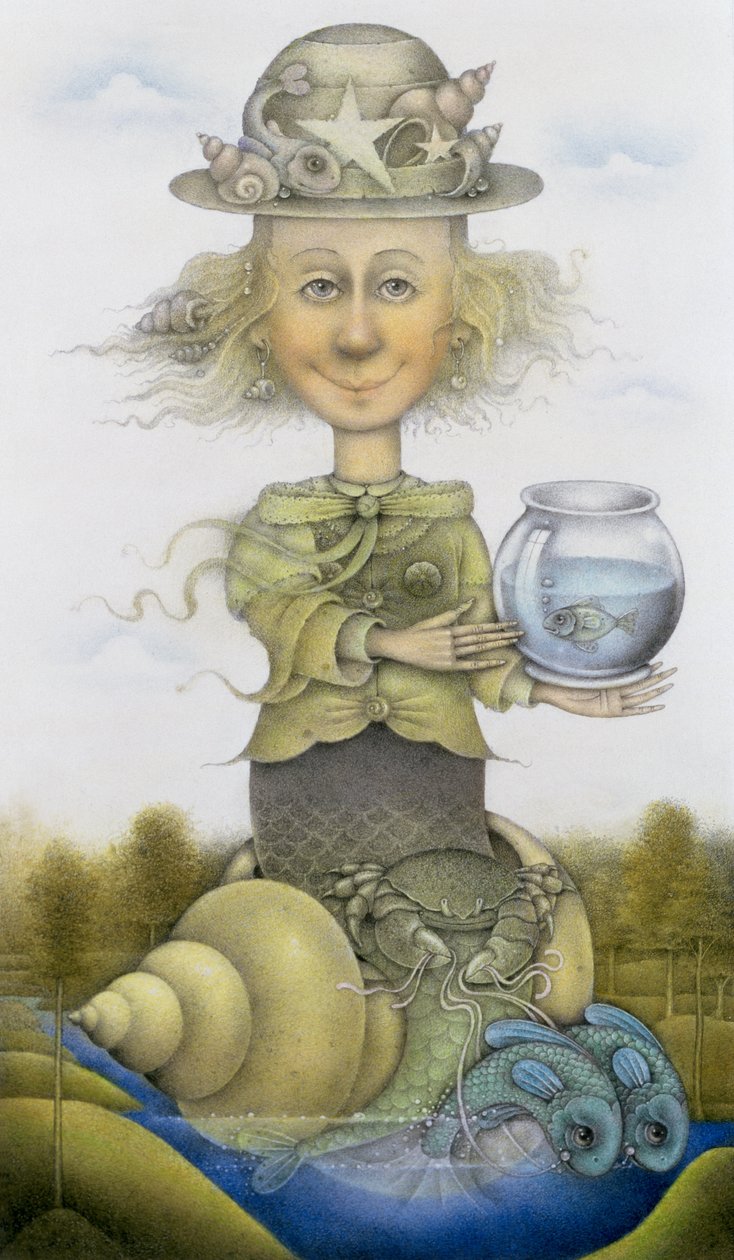 Sirène (crayon et crayon de couleur sur papier) (paire de 155032) - Wayne Anderson