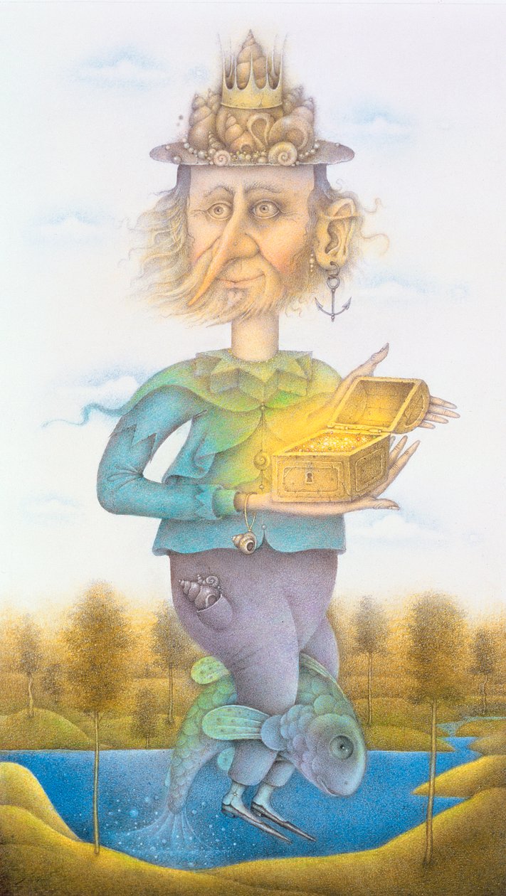 Neptune (crayon et crayon de couleur sur papier) (paire de 155032) - Wayne Anderson