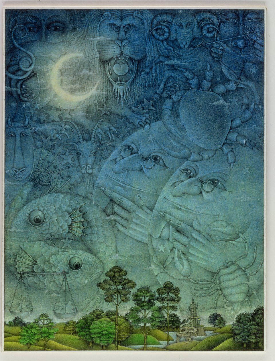 Ciel zodiacal (crayon et crayon de couleur sur papier) - Wayne Anderson
