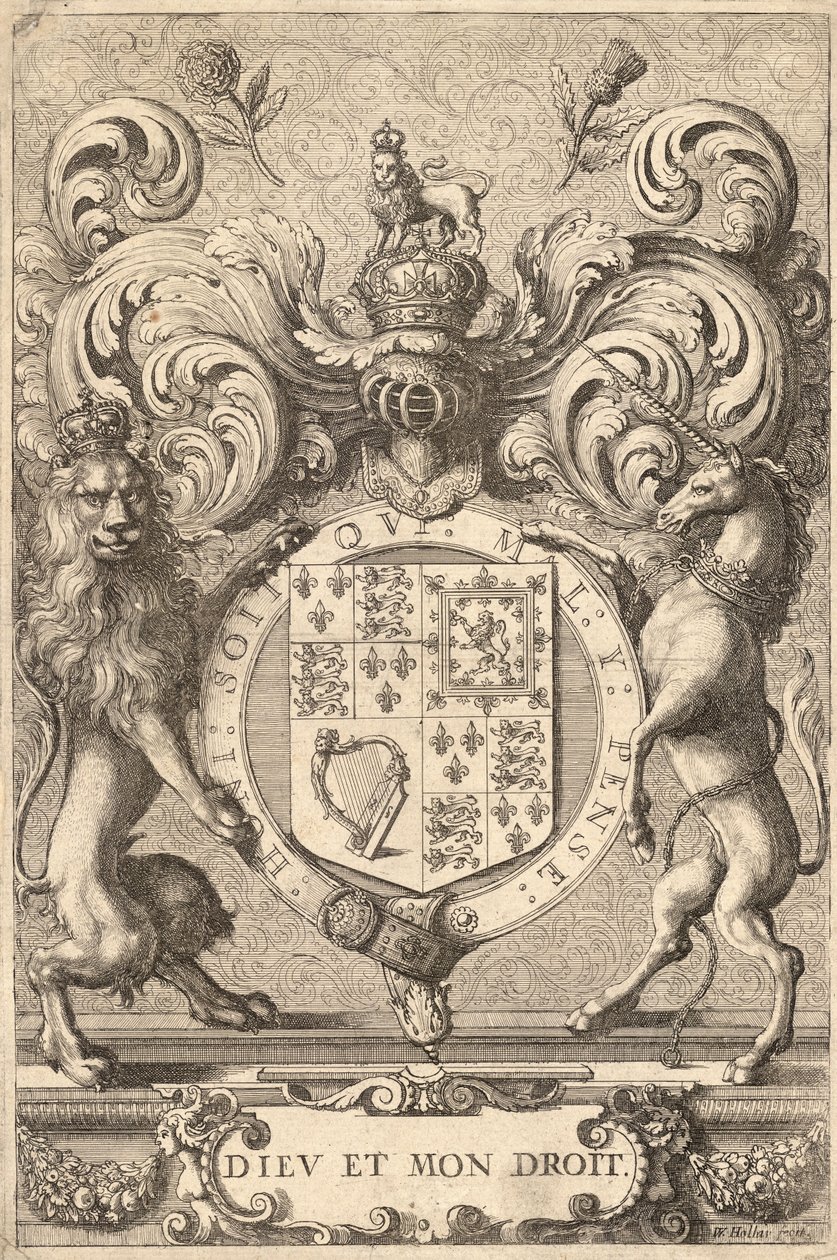 Armoiries royales anglaises (1660 – 1689) (état 2) - Wenceslaus Hollar