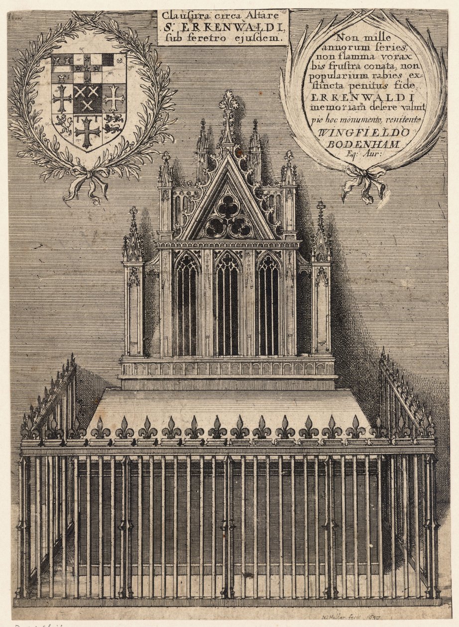 Saint Erkenwald (monument). État 2 - Wenceslaus Hollar