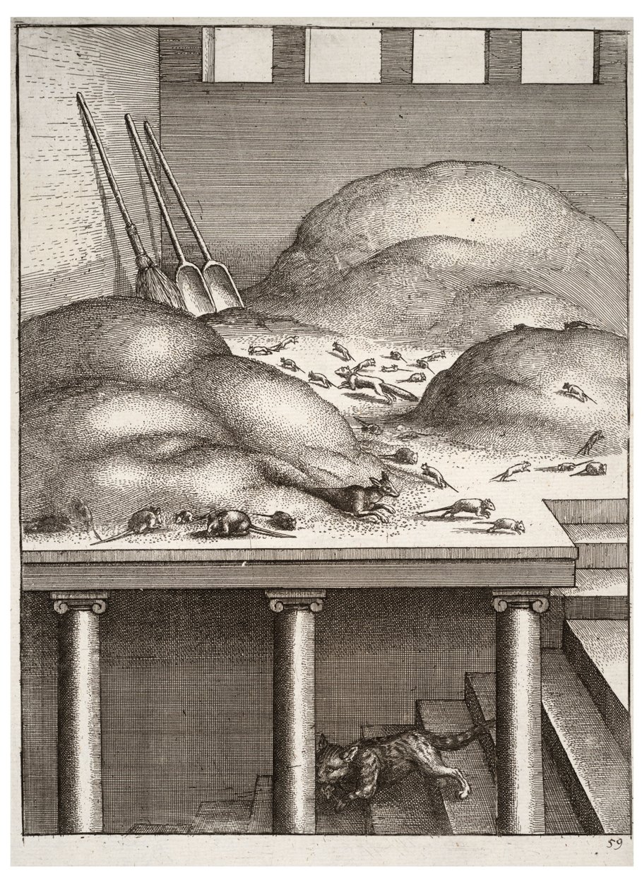 Le vieux belette et les souris - Wenceslaus Hollar