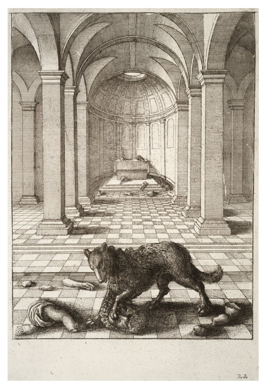 Le loup et la statue - Wenceslaus Hollar