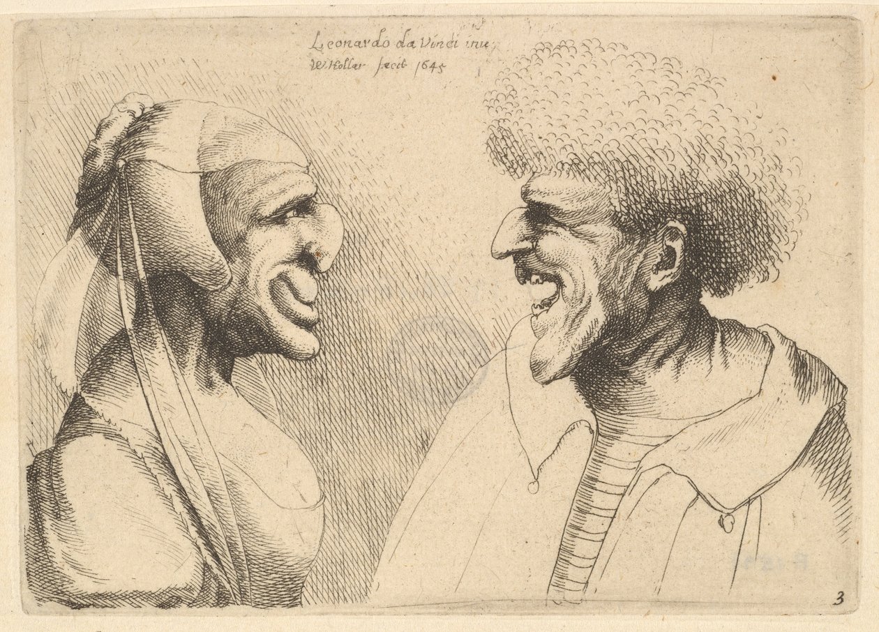 Un couple déformé se faisant face, 1645 - Wenceslaus Hollar