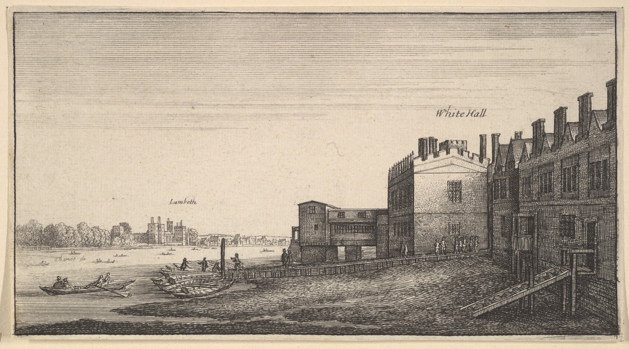 Vue du palais de Lambeth depuis la rivière à Whitehall Stairs, 1625-77 - Wenceslaus Hollar