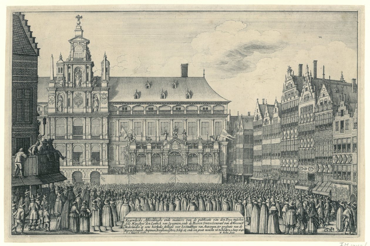 Proclamation de la paix de Münster à Anvers, 1648 - Wenceslaus Hollar