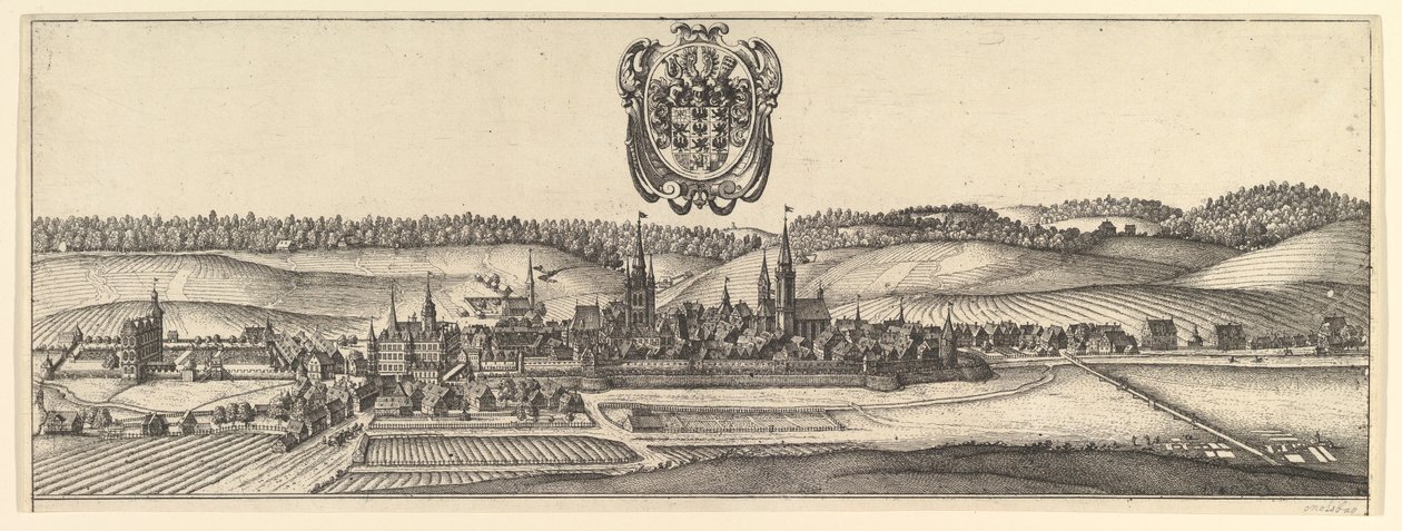 Ansbach et Cobourg, vue de deux vues a&b - Wenceslaus Hollar