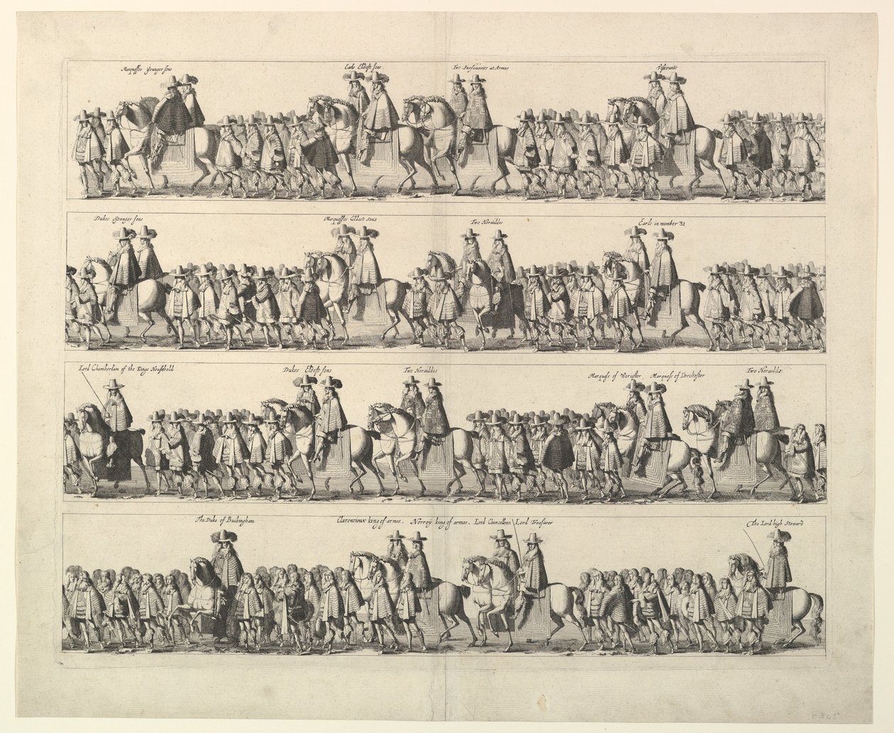 Procession de couronnement de Charles II à travers Londres - Wenceslaus Hollar