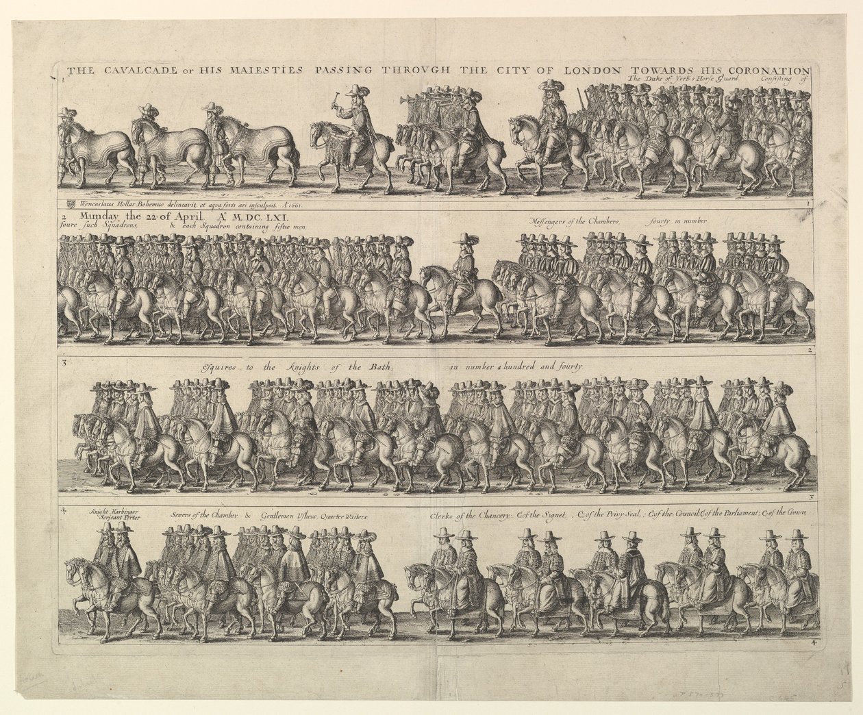 Procession de couronnement de Charles II à travers Londres, 1662 - Wenceslaus Hollar