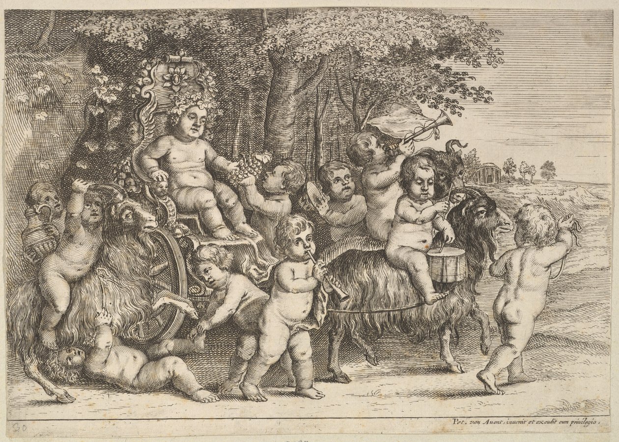 Onze garçons et trois chèvres - Wenceslaus Hollar