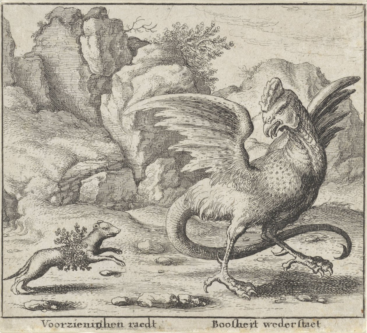 Fable du basilic et de la belette - Wenceslaus Hollar