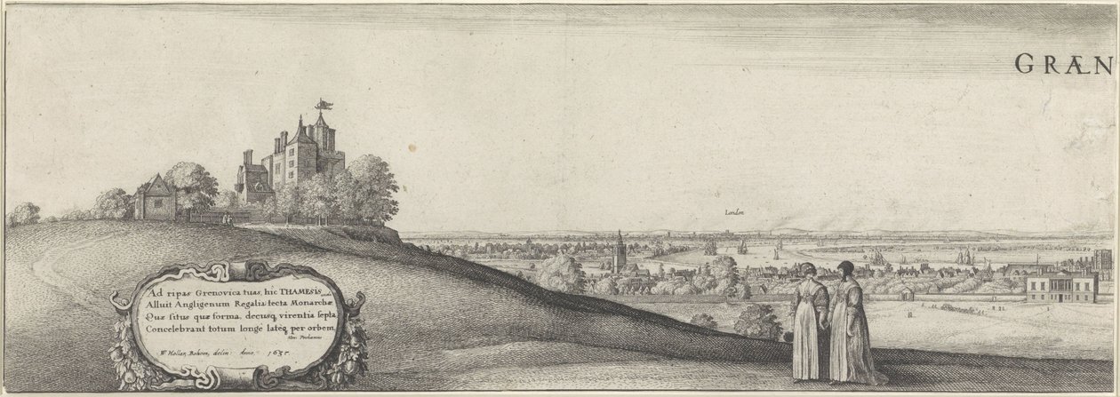 Vue de Greenwich (plaque de gauche) - Wenceslaus Hollar