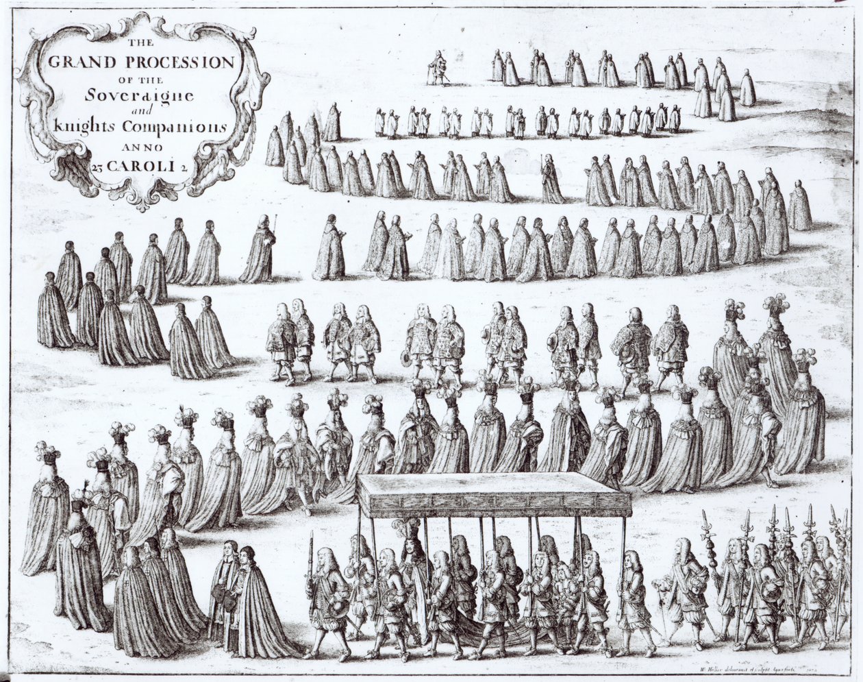 Grande procession du Souverain et des Chevaliers de la Jarretière à Windsor, 1672 - Wenceslaus Hollar