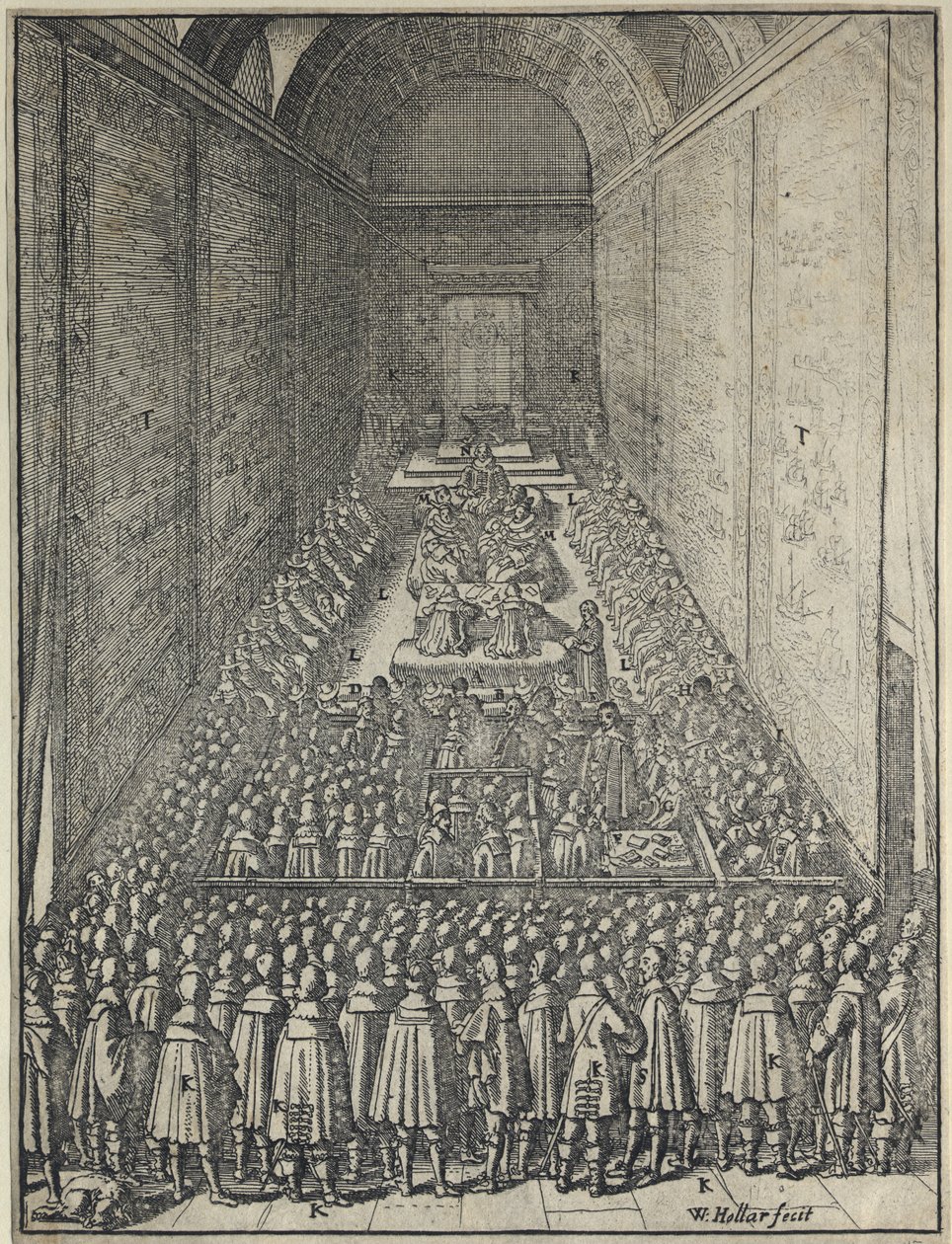 Chambre des Lords, Palais de Westminster à Londres, vers 1650 - Wenceslaus Hollar