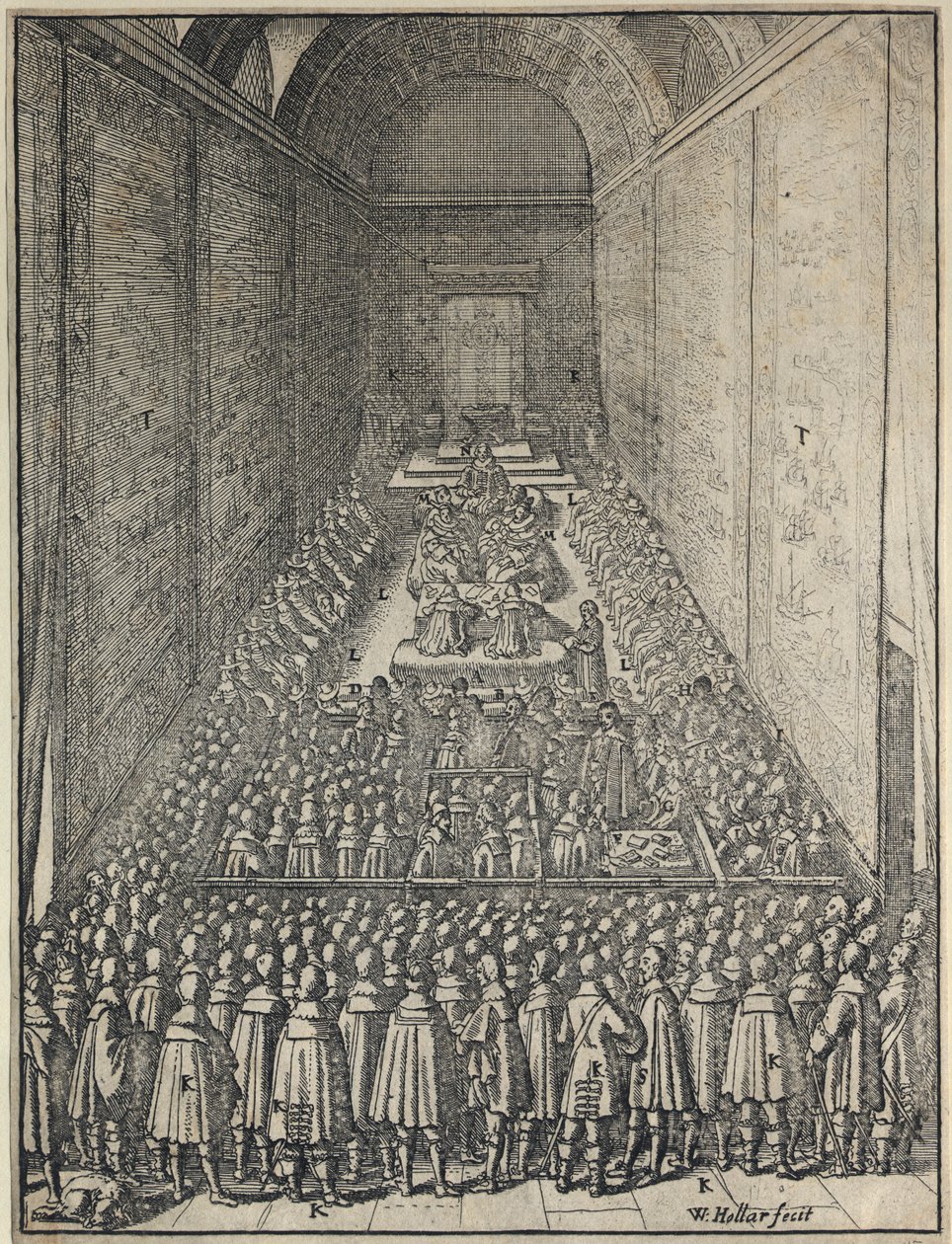 Intérieur de la Chambre des Lords en session, Palais de Westminster, Londres - Wenceslaus Hollar