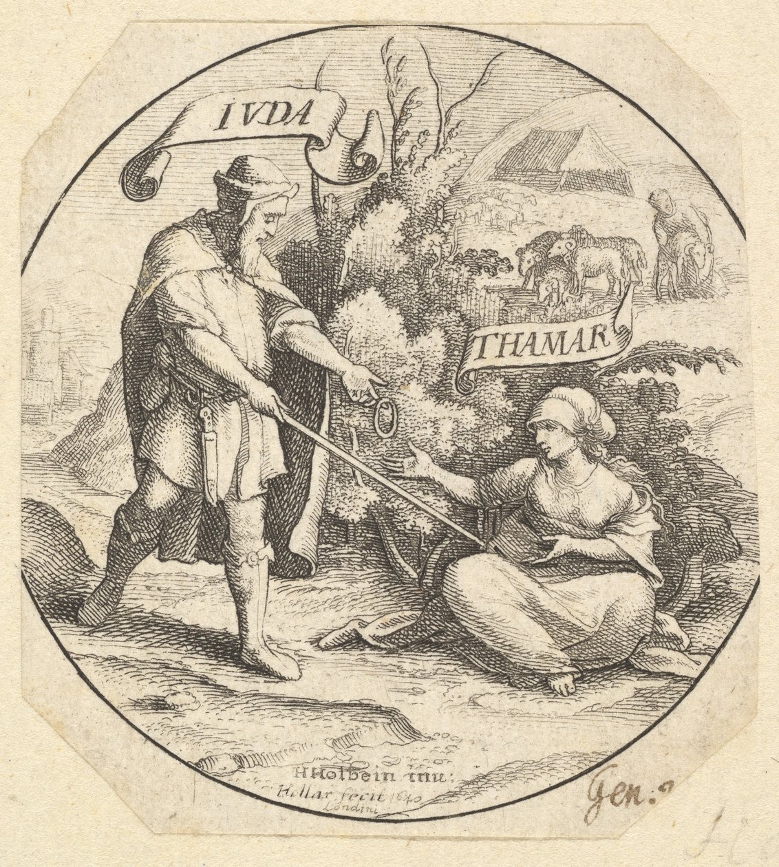 Juda et Tamar - Wenceslaus Hollar
