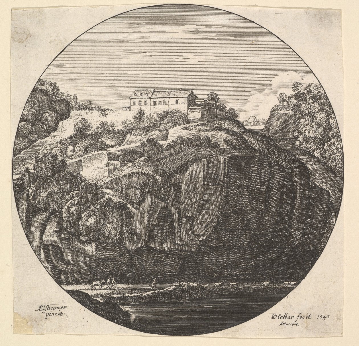 Paysage avec une maison sur des falaises, 1646 - Wenceslaus Hollar