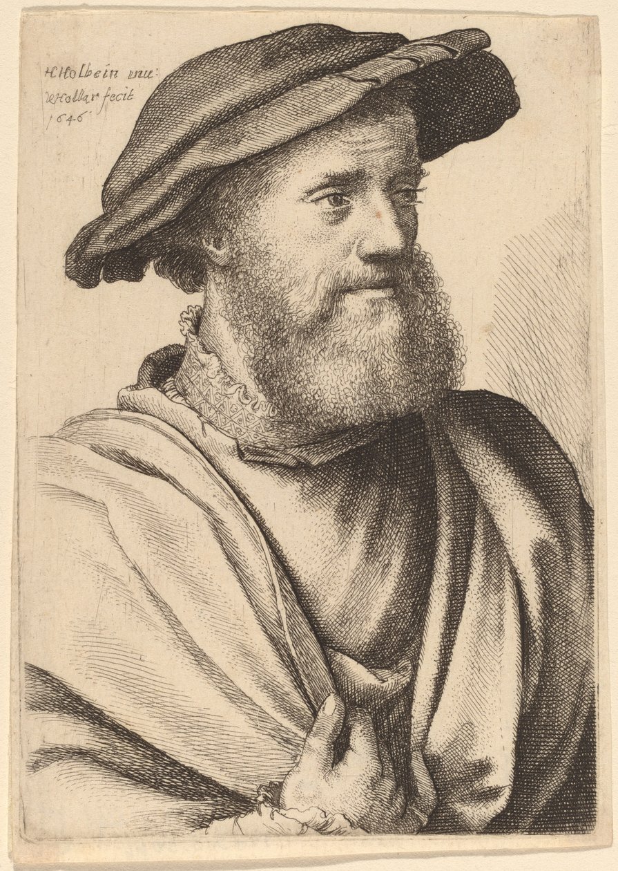 Homme à la barbe regardant à droite Hans Holbein, 1646 - Wenceslaus Hollar