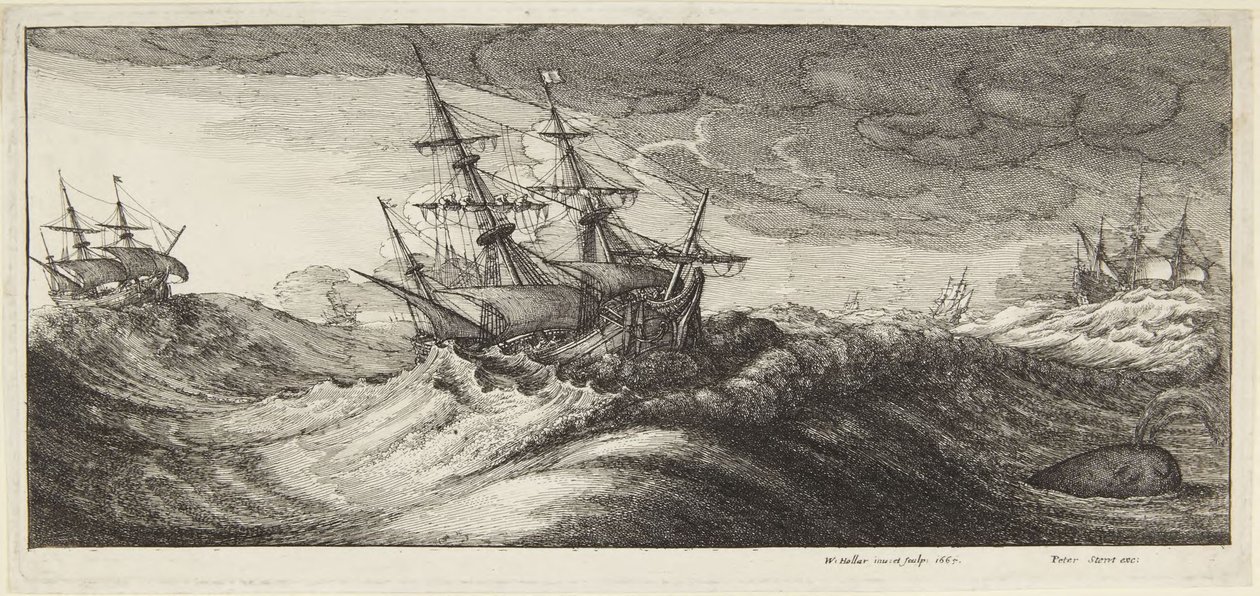 Un marine dans la tempête - Wenceslaus Hollar