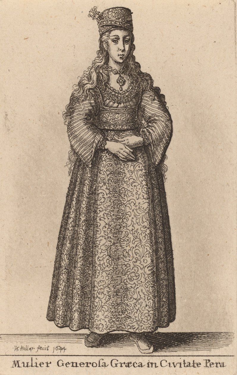 Mulier Generosa Graeca dans la ville de Pera, 1644 - Wenceslaus Hollar