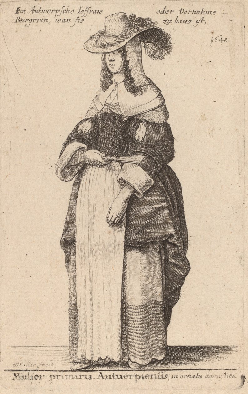 Mulier Primaria Antuerpiensis, en tenue domestique - Wenceslaus Hollar