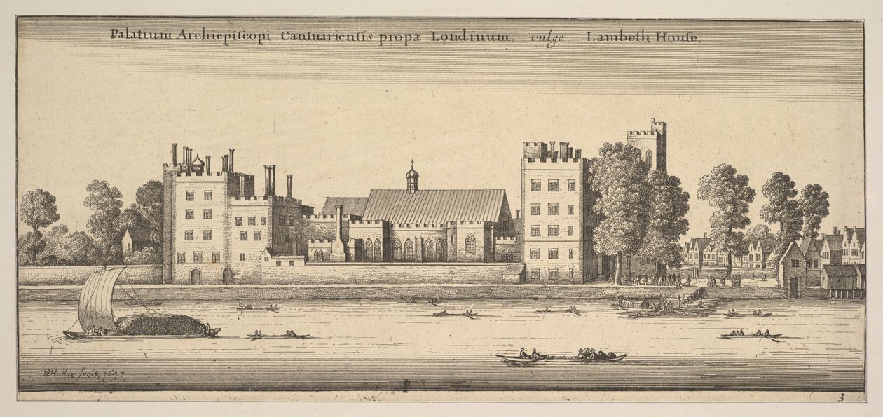 Palatium Archiepiscopi Cantuariensis prope Londinum vulgo Lambeth House Lambeth House : P..., 1647 - Wenceslaus Hollar