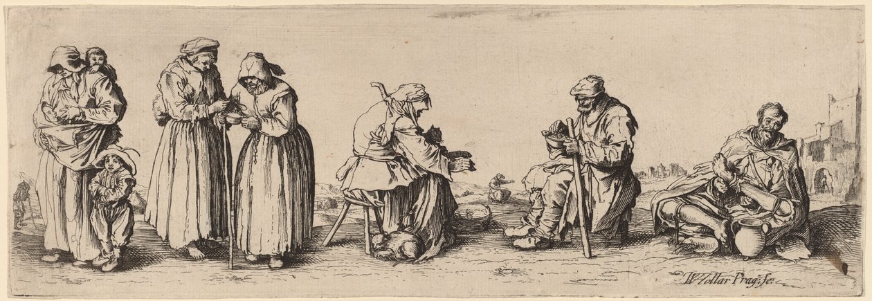 Six mendiants hommes et femmes - Wenceslaus Hollar