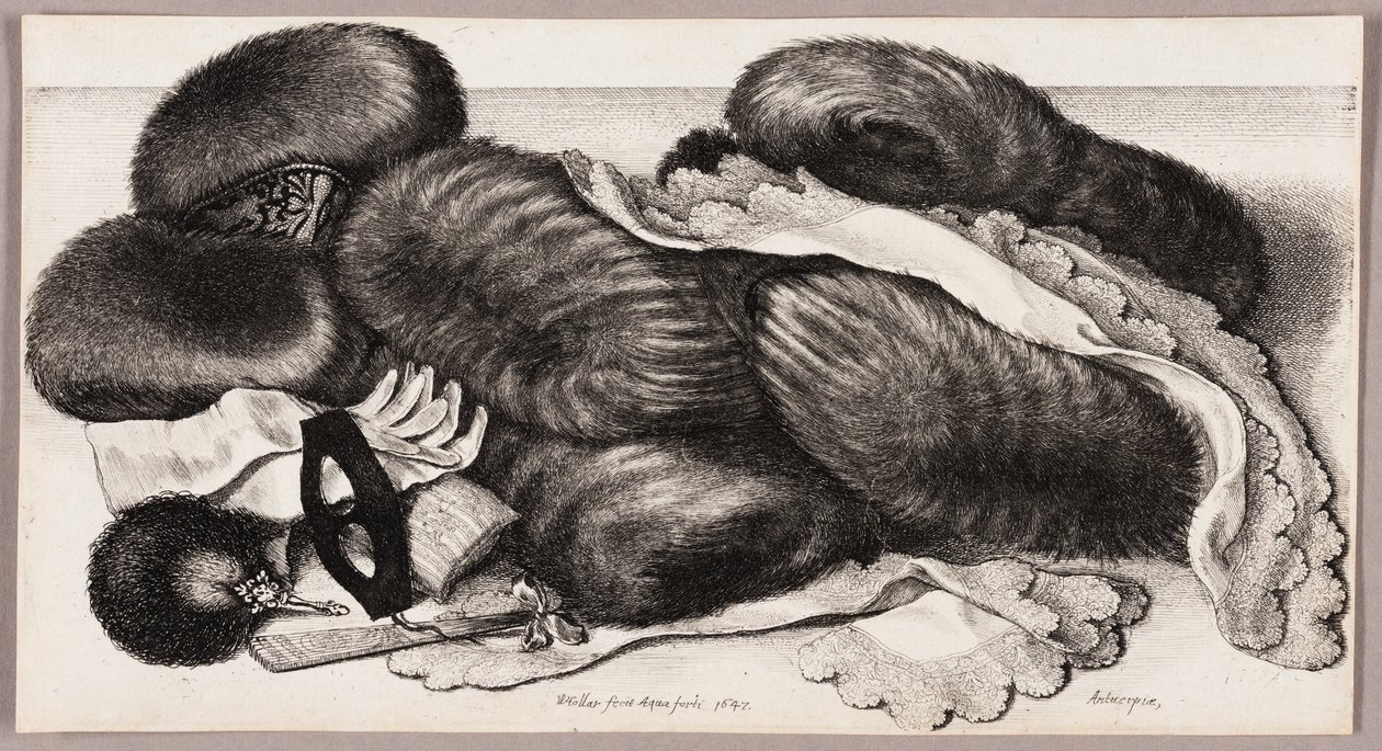 Nature morte avec un groupe de manchons, une paire de gants et deux mouchoirs - Wenceslaus Hollar