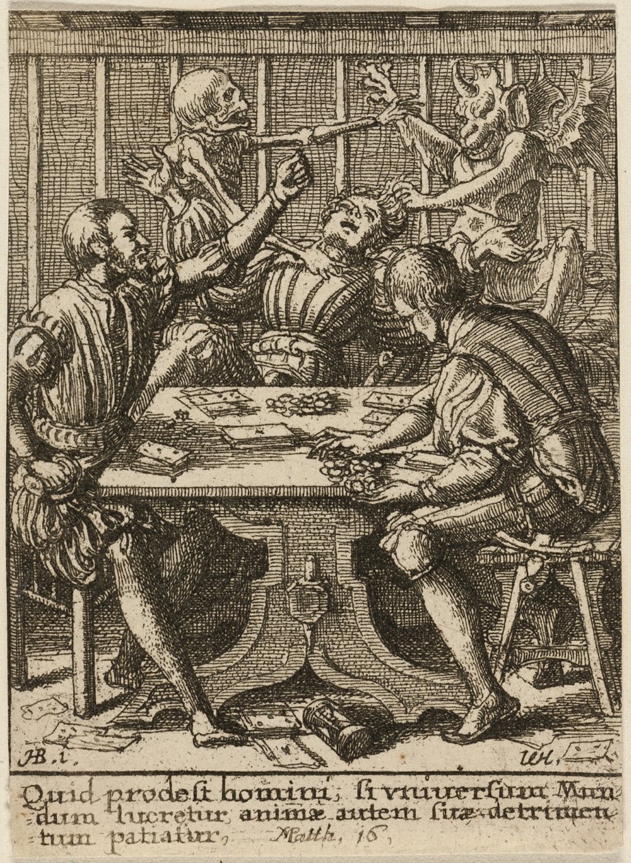 Les Joueurs et la Mort, de la série La Danse de la Mort - Wenceslaus Hollar