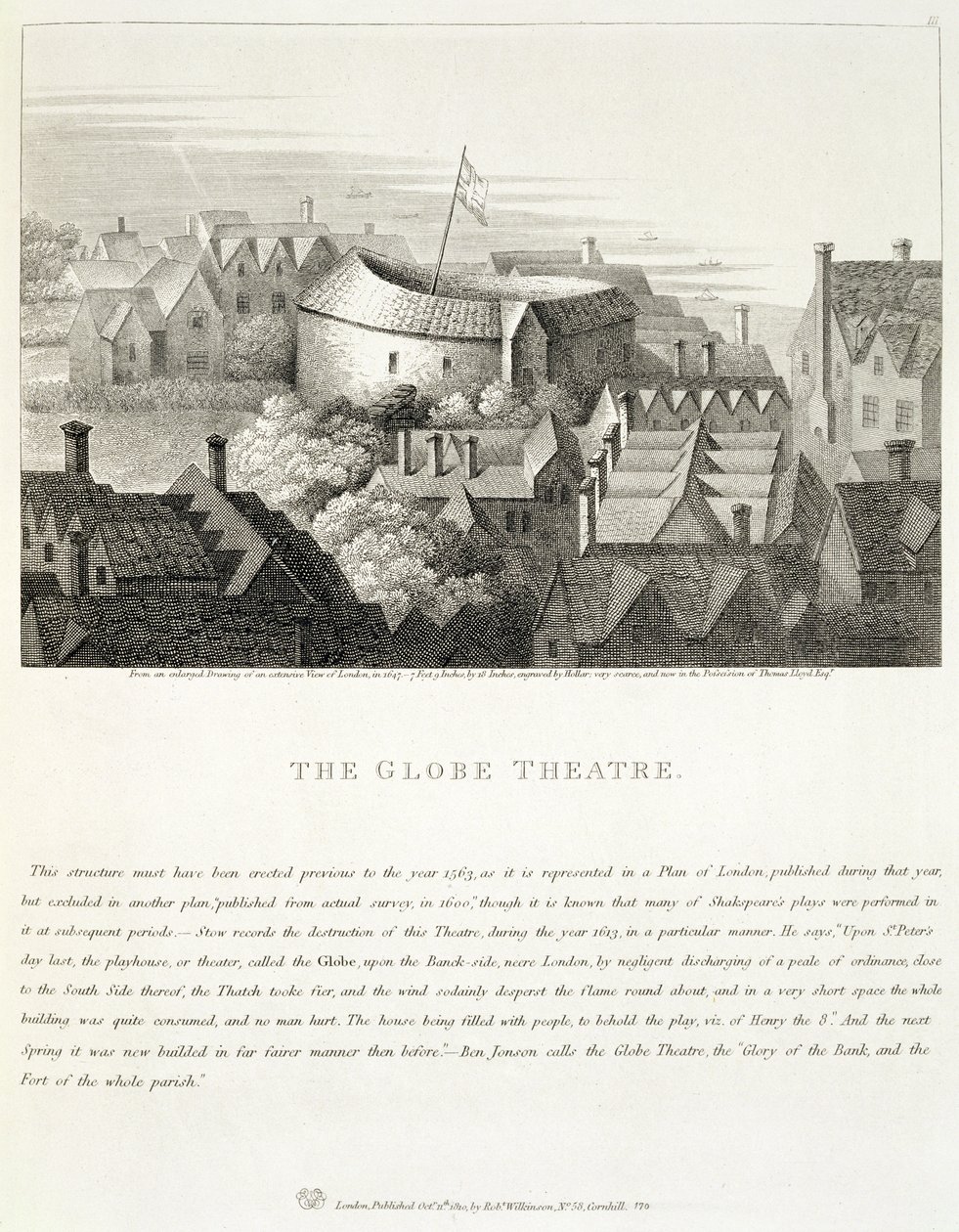 Le Théâtre du Globe, c.1647, publié par Robert Wilkinson, Londres, 1810 - Wenceslaus Hollar