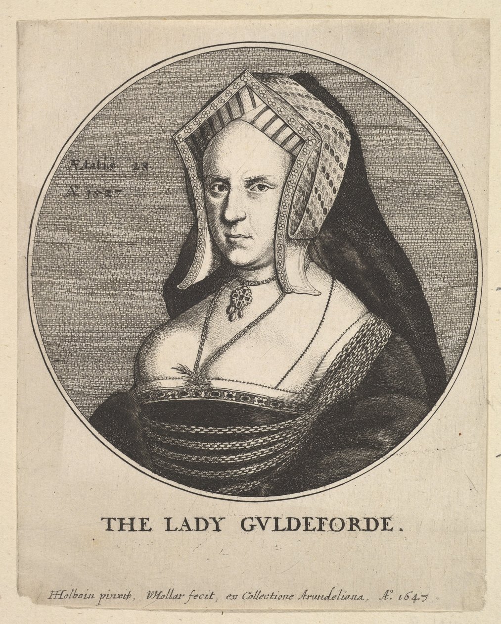 La Dame Guldeforde Mary, Lady Guildford, 1647 - Wenceslaus Hollar