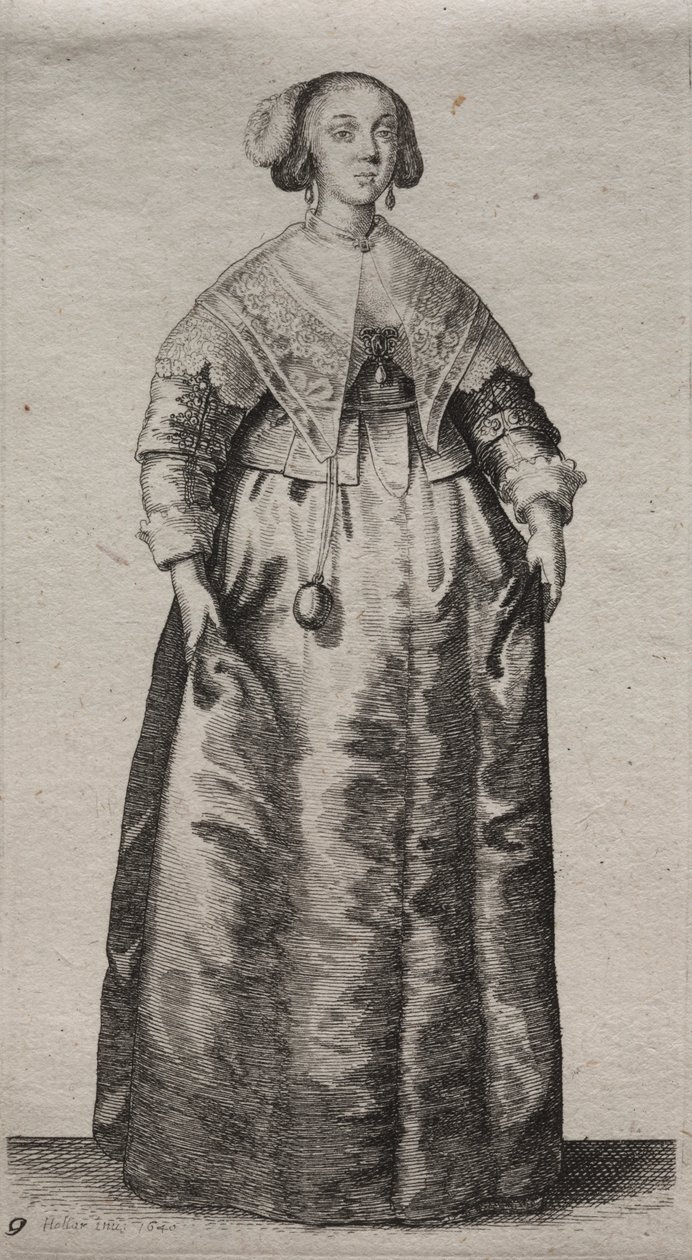 Les Diverses Habitudes des Femmes Anglaises, de la Noblesse aux Femmes de la Campagne : La Femme avec une Sphère de Marbre - Wenceslaus Hollar